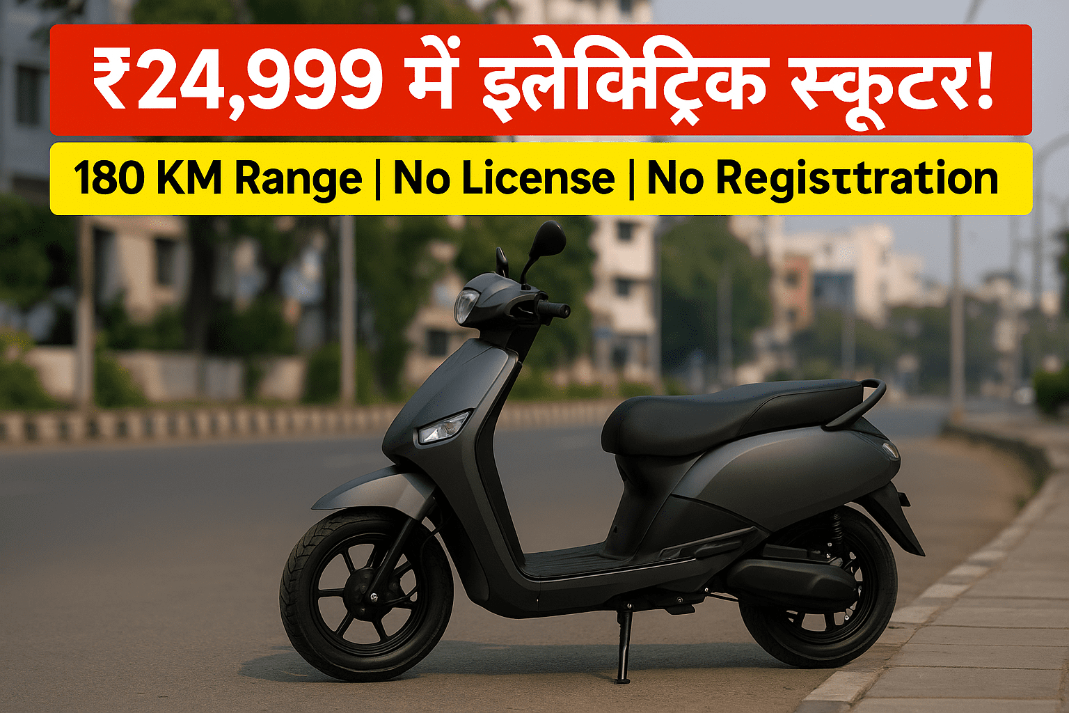 ₹24,999 में बिना लाइसेंस और रजिस्ट्रेशन वाला इलेक्ट्रिक स्कूटर – 180 KM की रेंज के साथ