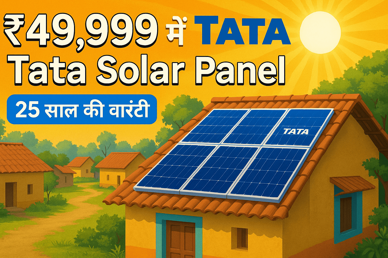Tata Solar Panel System -Tata बनी गांव के गरीबों का सहारा! मात्र ₹49,999 में लगेगा Tata Solar Panel System, 25 सालों की वारंटी