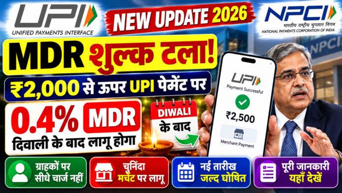 UPI MDR Charges Postponed 2026
